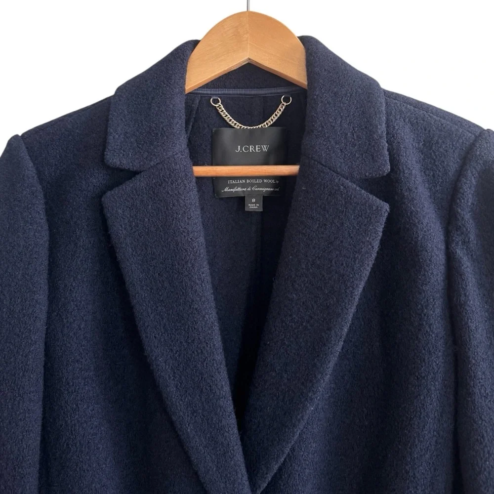 J. Crew Navy Blue Italian Boiled 100% Wool Wrap Blazer Jacket Size 8‎
